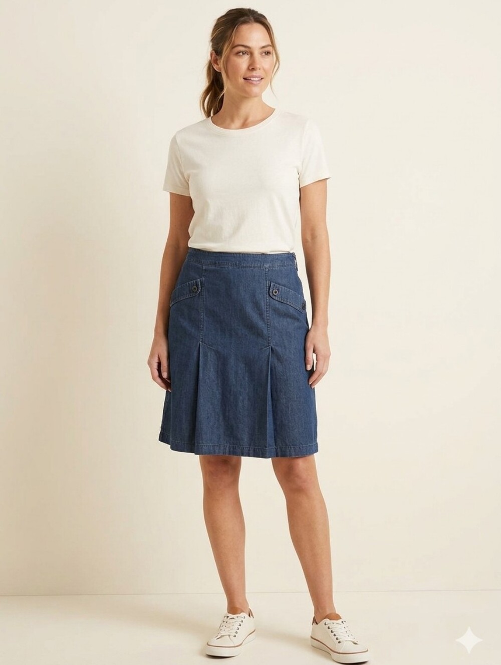 Insider Denim Button Front Midi Skirt Size 8 100% Cotton